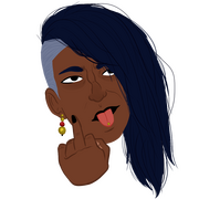 dark skinned person flipping the bird