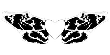 a heart with bone structured moth wings